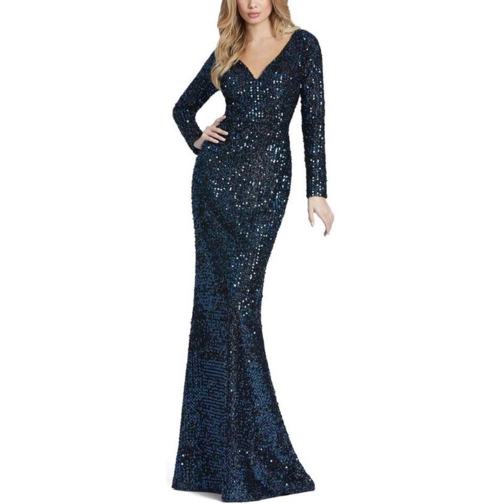 NEW Mac Duggal Ieena 26445 Sequin Long Sleeve Gown Sz 8